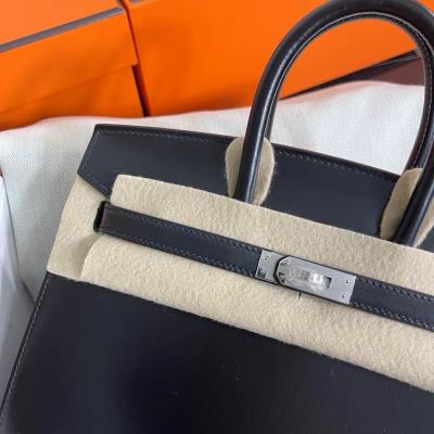 wholesale quality hermes birkin 25 sellier black swift silver hardware